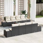 vidaXL Tuinbank Set met kussen 9 pcs Zwart poly rattan, Verzenden