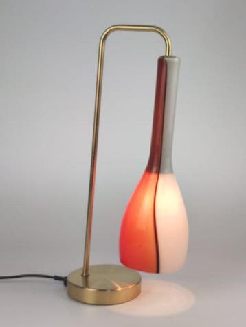Lampe de table - Verre de Murano - Lampe en laiton de Murano, Antiquités & Art
