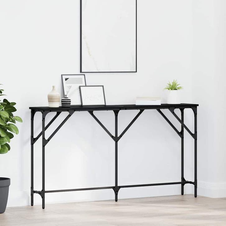 vidaXL Wandtafel Zwart eiken 140 x 23 x 75 cm, Huis en Inrichting, Tafels | Bijzettafels, Nieuw, Verzenden