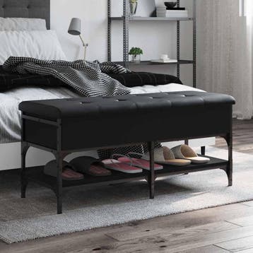 vidaXL Schoenenbank 102x42x45 cm bewerkt hout zwart, Verzenden