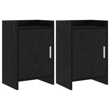 vidaXL Nachttafels 2 st Zwart eiken 40 x 30 x 60 cm Bewerkt, Huis en Inrichting, Slaapkamer | Nachtkastjes, Verzenden, Nieuw