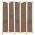 vidaXL Kamerscherm met 5 panelen 200x170x4 cm stof bruin, Verzenden