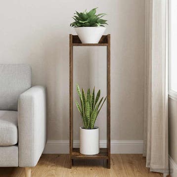 vidaXL Plantenstand Gerookt eiken 30 x 30 x 100 cm Bewerkt, Verzenden
