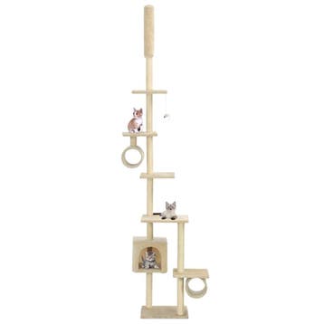 vidaXL Kattenkrabpaal met sisal krabpalen 260 cm beige, Verzenden