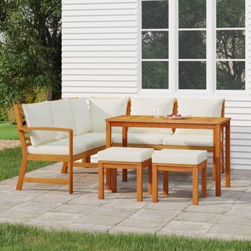 vidaXL 6-delige Tuinset met kussens massief acaciahout, Verzenden, Nieuw, Tuinset