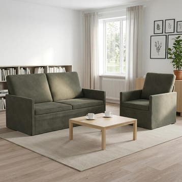 vidaXL bank / zetelstel 2 pcs Lichtgrijs Corduroy stof, Verzenden, Nieuw