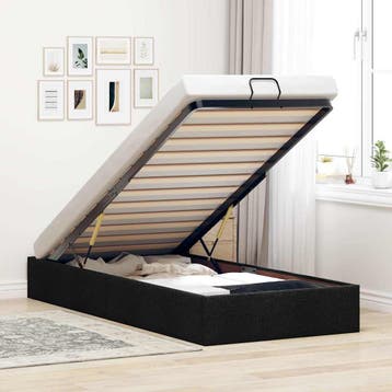 vidaXL Bedframe zonder matras 90x190 cm stof zwart, Verzenden