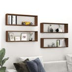 vidaXL Wandschappen kubus 4 st 80x15x26,5 cm hout bruin, Verzenden, Nieuw