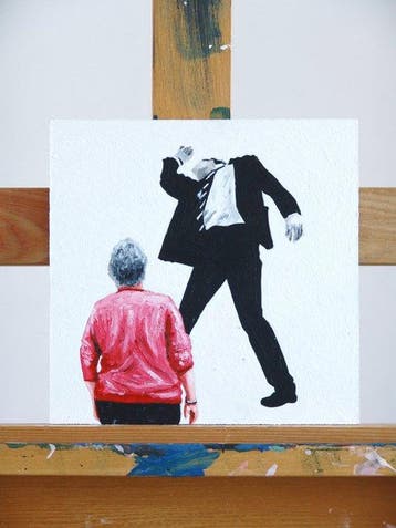 Gerard Boersma (1976) - Men In The Cities (painting of a, Antiek en Kunst