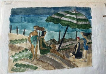 Jacqueline Gilson (1912-1991) - Scene de plage (recto-verso)