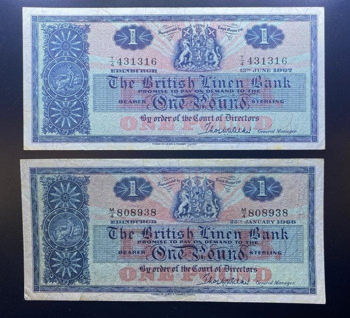 Schotland. - 5 x 1 Pound - various dates (Zonder, Timbres & Monnaies, Billets de banque | Europe | Billets non-euro