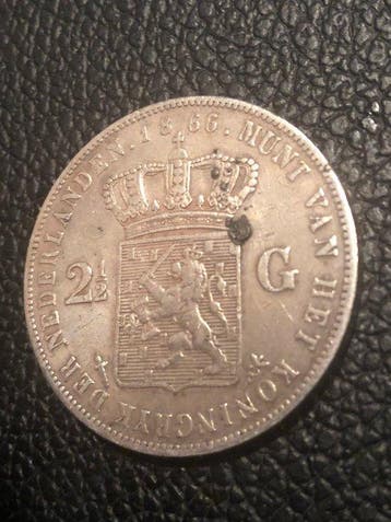 Nederland. Willem III. 2 1/2 Gulden 1866 (Zonder