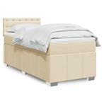 vidaXL Boxspring met matras stof crèmekleurig 90x200 cm, Verzenden, Nieuw