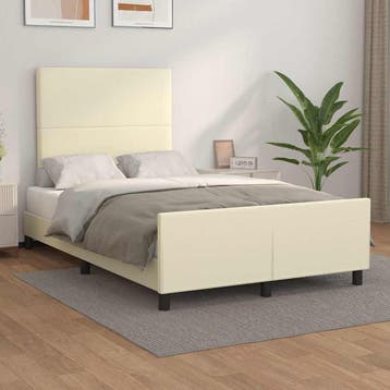 vidaXL Bedframe met hoofdbord kunstleer crèmekleurig 120x200, Verzenden