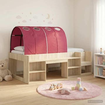 vidaXL Bedframe met Tunnel 3 st Sonoma eiken en rood Bewerkt, Verzenden