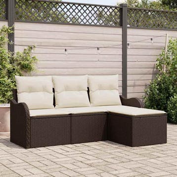 vidaXL Tuinbank Set 4 st Bruin poly rattan, Tuin en Terras, Verzenden, Nieuw