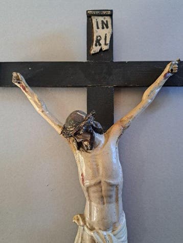 Gotische stijl Crucifix - Hout - 1750-1800 - Kruisbeeld - 78