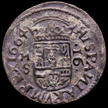 Spanje. Felipe IV. 16 Maravedís Acuñada en la ceca de, Postzegels en Munten