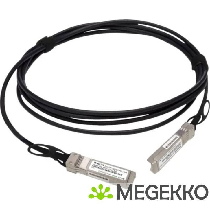 Draytek DAC-CX10-3m Glasvezel kabel SFP SFP+ Zwart, Informatique & Logiciels, Pc & Câble réseau, Envoi
