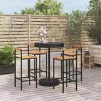 vidaXL 5-delige Tuinbarset poly rattan en massief acaciahout, Tuin en Terras, Verzenden, Nieuw