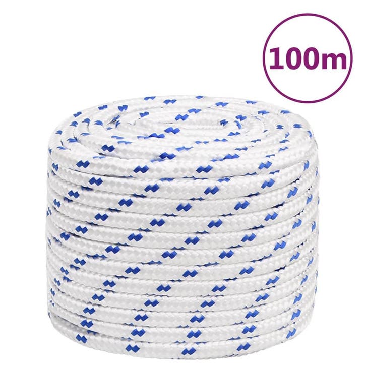 vidaXL Boot touw 16 mm 100 m polypropyleen wit, Bricolage & Construction, Quincaillerie & Fixations, Envoi