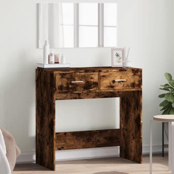 vidaXL Kaptafel met spiegel 80x39x80 cm gerookt eikenkleurig, Verzenden