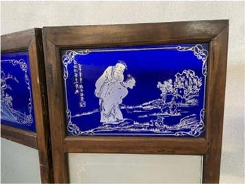 Scherm / kamerverdeler - Hout, Glas - Oosterse paravoor