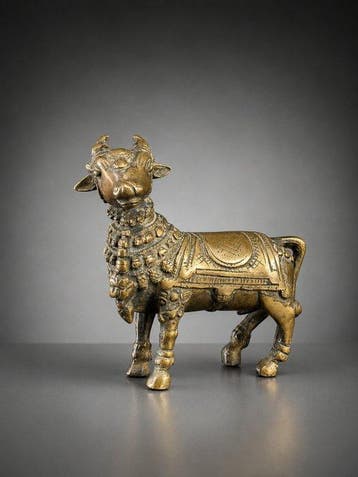 Beeld, 1kg! Taureau sacré Nandi - 19th c. - 11.5 cm - Brons