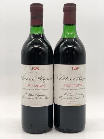2 x 75cl Chateau Haut Blagnac Haut-Medoc 1989 (Bordeaux), Ophalen of Verzenden, Rode wijn