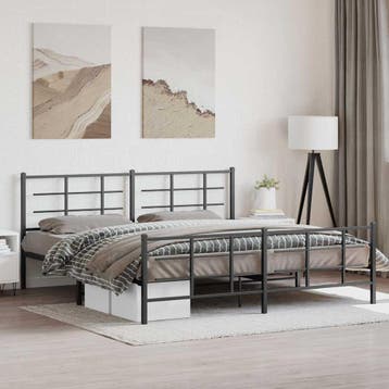 vidaXL Bedframe met hoofd- en voeteneinde metaal zwart, Verzenden