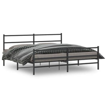vidaXL Bedframe met hoofd- en voeteneinde metaal zwart, Verzenden, Nieuw