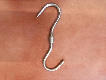 RVS S-vorm Vleeshaak - B10 x D1,2 x H30 cm, Nieuw in verpakking