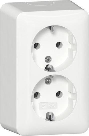 Gira Opbouw Dubbele Schuko Stopcontact Puur Wit - 478014, Doe-het-zelf en Bouw, Verzenden, Nieuw