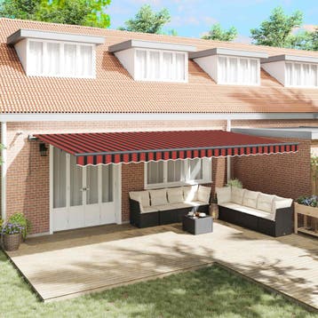 vidaXL Uitschuifbare luifel Oranje en bruin 600 × 300 cm, Tuin en Terras, Verzenden, Nieuw