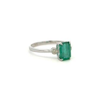 Bague - 14 carats Or blanc - 1.35ct. tw. Émeraude - Diamant, Bijoux, Sacs & Beauté