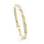 Bicolor gouden fantasie schakelarmband, Ophalen of Verzenden