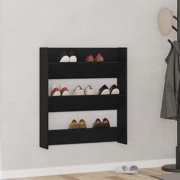 vidaXL Schoenenkast 80 x 18 x 90 cm Bewerkt hout Zwart eiken, Verzenden
