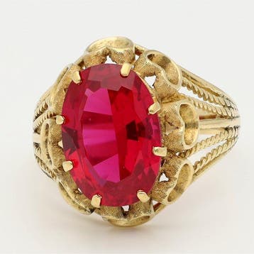 Ring - 18 karaat Geel goud Robijn, Nieuw
