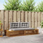vidaXL Buiten bank set Natuurlijk en Licht Grijs 203,5 x 83, Verzenden, Nieuw