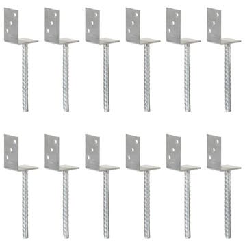 vidaXL Hekankers 12 stuks Zilver 8x6x30 cm Gegalvaniseerd, Verzenden, Nieuw