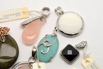 925 zilver - kwarts, aquamarijn, onyx en anderen - Lot van 8