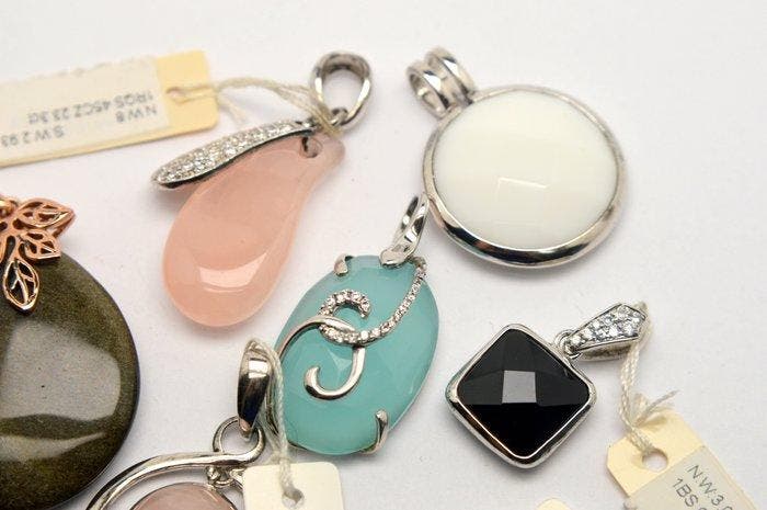 925 zilver - kwarts, aquamarijn, onyx en anderen - Lot van 8, Antiquités & Art, Antiquités | Jouets