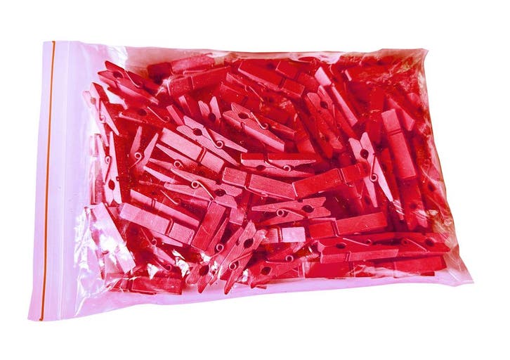 Set van 100 kleine wasknijpers van hout (35 mm, rood), Doe-het-zelf en Bouw, Gereedschap | Overige machines, Nieuw, Verzenden