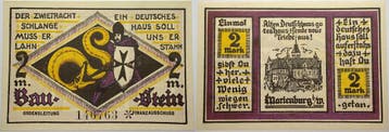 2 Mark Baustein o J duitse Serienscheine Marienburg, Jung..., Verzenden