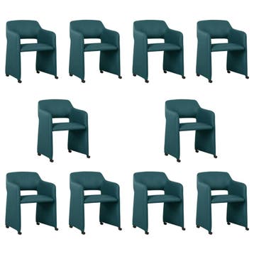 Set van 10 Leren eetkamerstoelen Icon - Toledo Turquoise, Ophalen of Verzenden