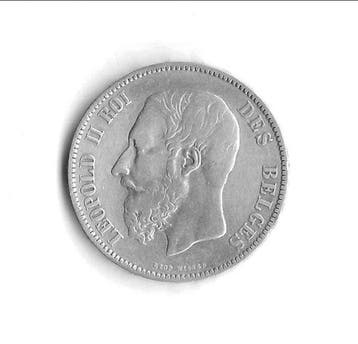 België. Leopold II. 5 Francs 1876 (Zonder minimumprijs)