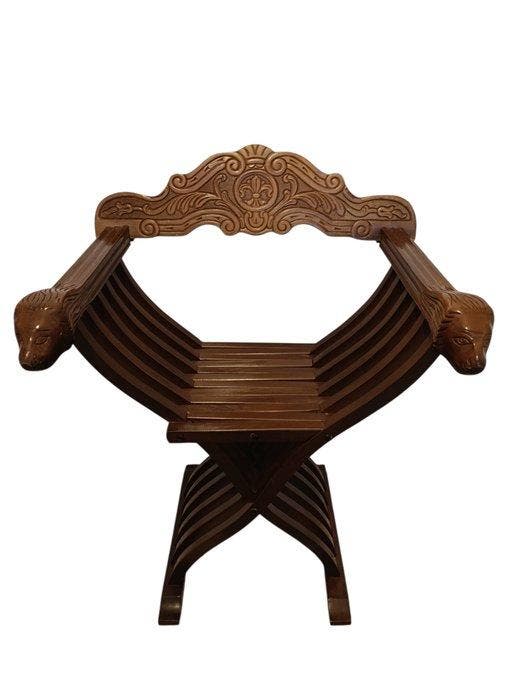 Klapstoel - Savonarola - Walnoot - Sedia Savonarola, Antiquités & Art, Curiosités & Brocante