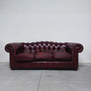Chesterfield style - Sofa - club - Leder, Hout - vintage, Antiquités & Art