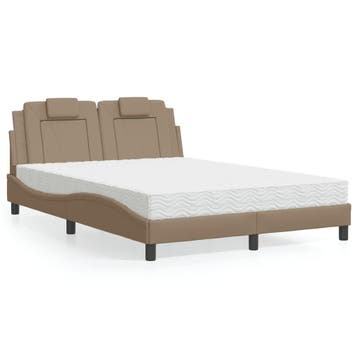 vidaXL Bed Viana met matras kunstleer cappuccinokleurig, Huis en Inrichting, Slaapkamer | Bedden, Verzenden, Nieuw