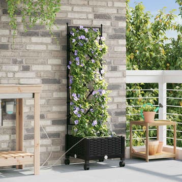 vidaXL Tuin Plantenbak met Irrigatie en Wielen Zwart 40 x 40, Verzenden, Nieuw